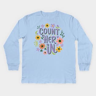 Count Her Inspire Inclusion Women's International Day 2024 Kids Long Sleeve T-Shirt